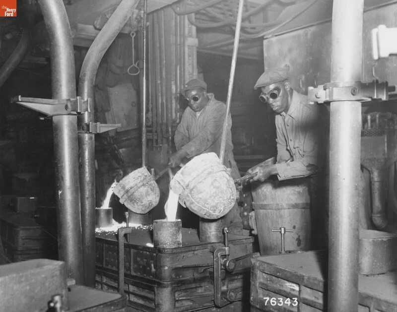 Photo of two Ford Motor Company workers in Rouge Plant foundry