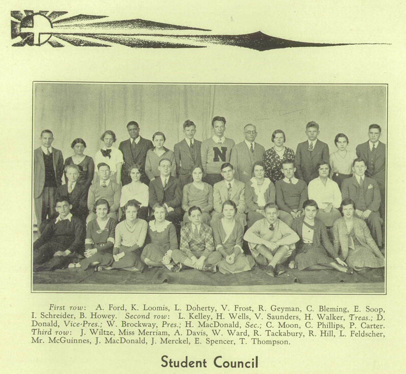 Group photograph of the Northwestern High School Student Council. Willis Ward is in the back row, 4th from left. 