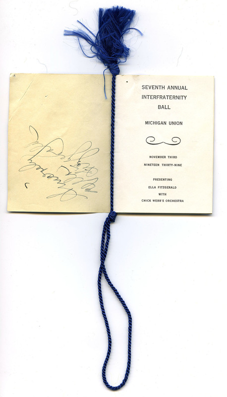 Contains Ella Fitzgerald's signature. Dark blue cord and tassel.