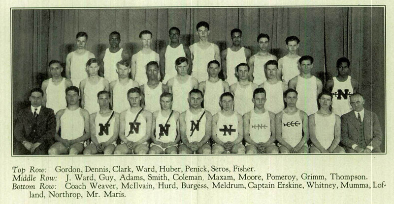 Group photograph of the 1928 Northwestern High School Track team. Willis Ward is in the back row, center. 