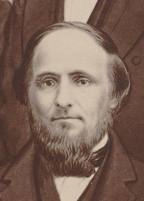 Closeup of George Willard from group portrait painting of the Board of Regents, ca. 1870