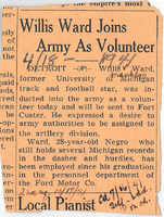 Newspaper clipping about Willis Ward volunteering for World War II