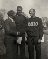 Eddie Tolan, Willis Ward, and Jesse Owens at 1935 Big Ten Track Meet at Ferry Field