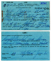 Willis Ward's University of Michigan Law School fall registration cards