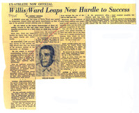 Detroit Free Press clipping "Willis Ward Leaps New Hurdle to Success"