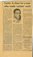 Clipping titled "A cheer for a man who made 'system' work" by Lawrence T. Carter